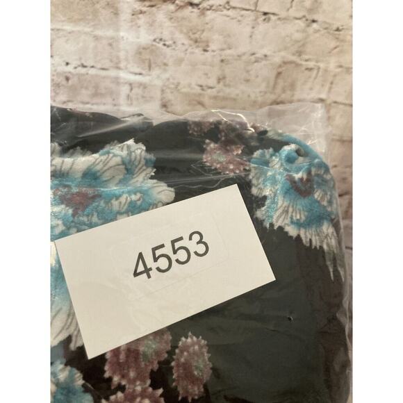 Monteau Dress Womens Large Turquoise Black Velvet Floral Faux Wrap Tie Stretch - Picture 11 of 14